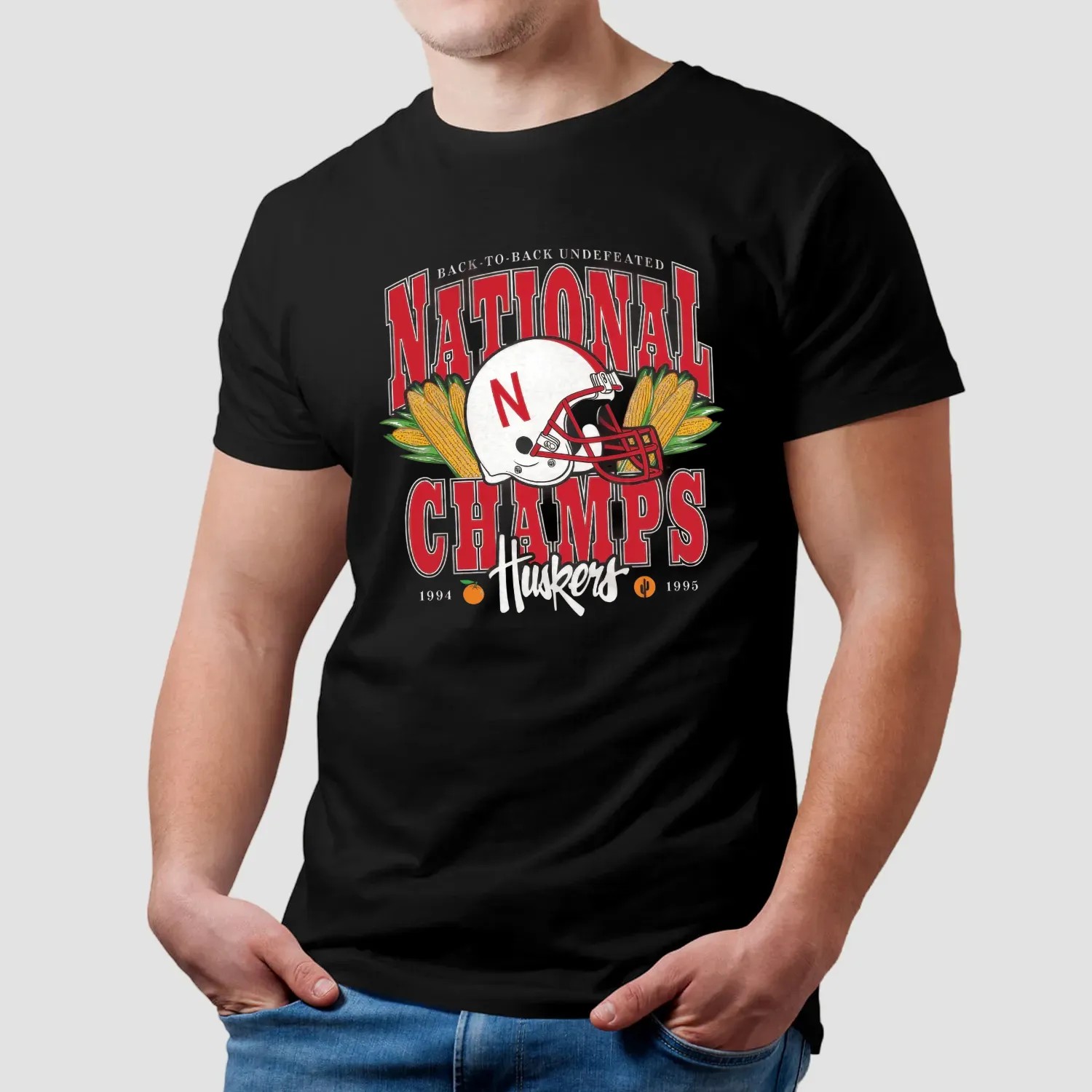 Nebraska Cornhuskers Back To Back Undefeated 1994 And 1995 National Champs T Shirt