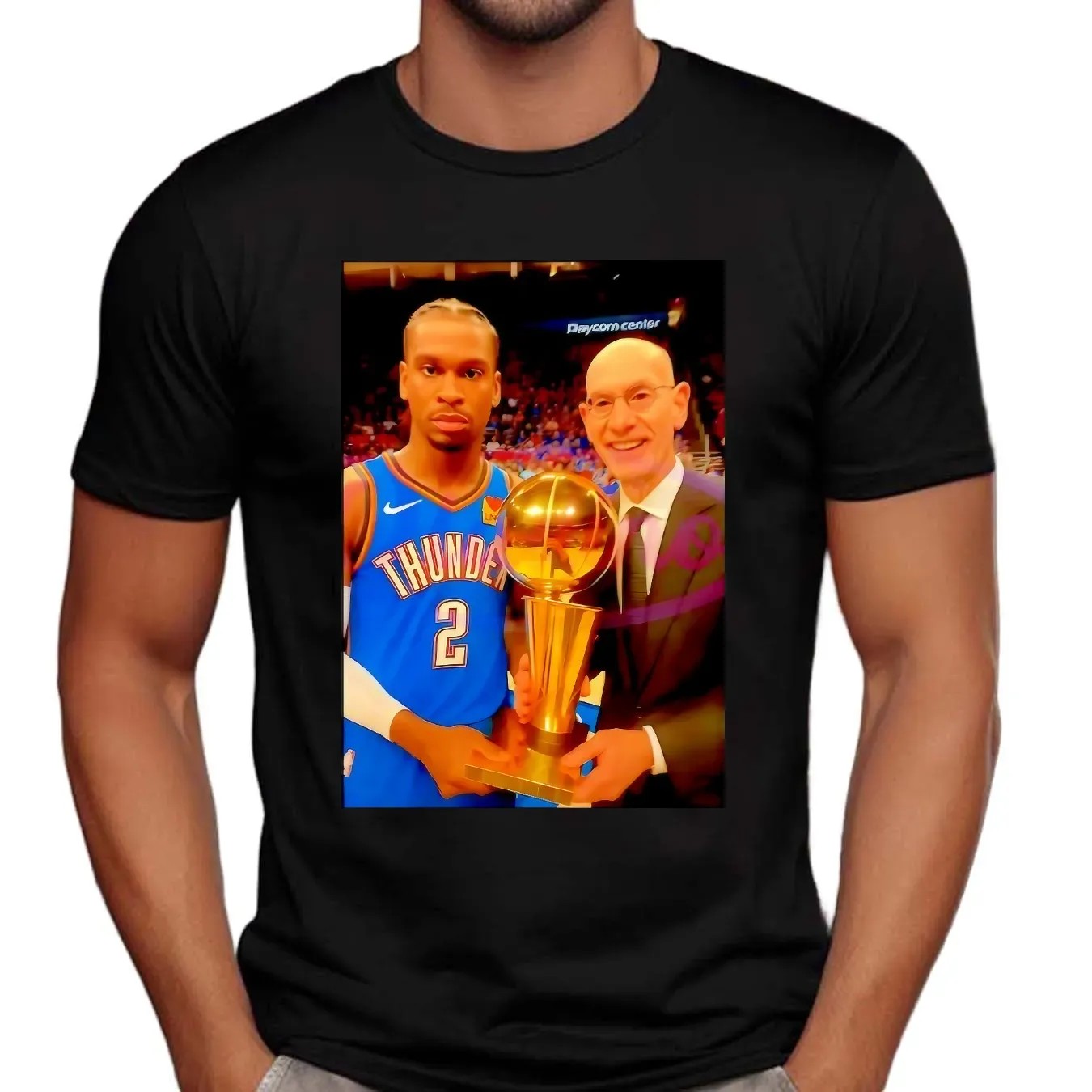Oklahoma City Thunder MVP Shai Gilgeous Alexander 2025 NBA Champion Trophy Photo T Shirt