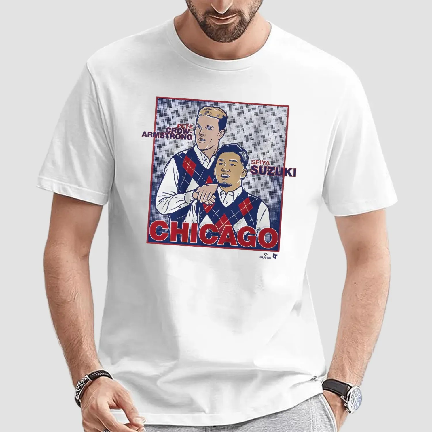 Pete Crow-Armstrong and Seiya Suzuki Chicago Cubs Step Brothers Family Portrait T Shirt