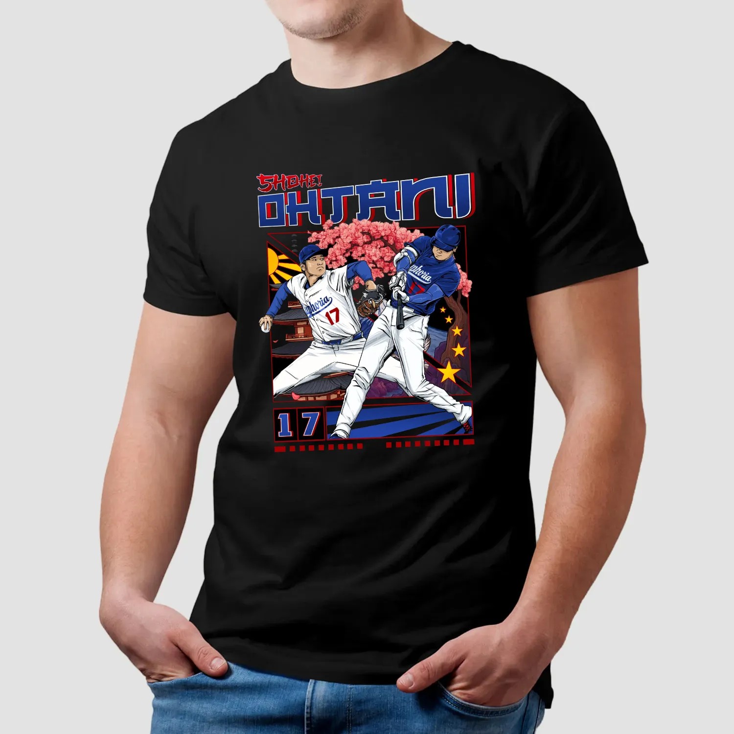 Shohei Ohtani Los Angeles Dodgers Baseball Cherry Blossom National League West 2025 Comic Style T Shirt