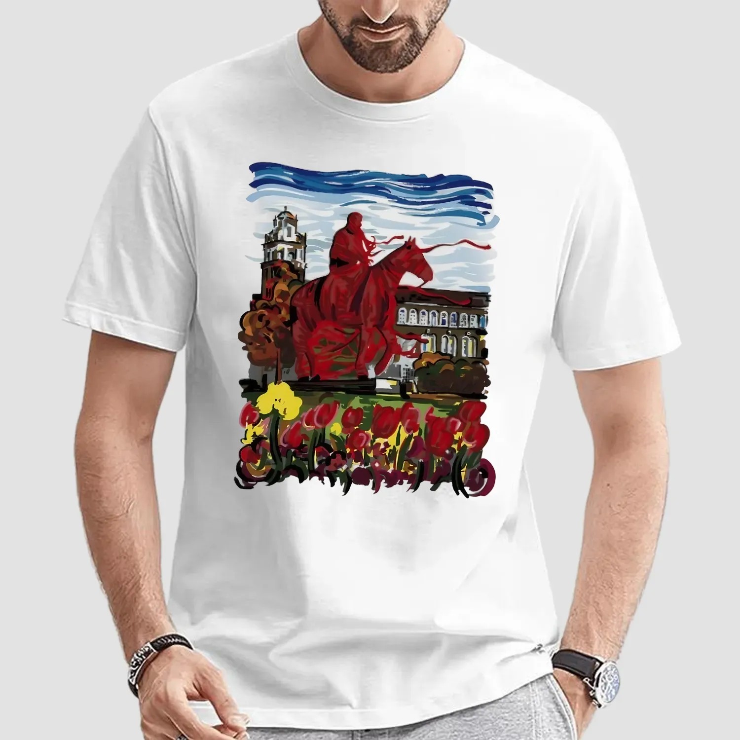 Texas Tech Wrapped Will Rogers Masked Rider Campus Scene T Shirt