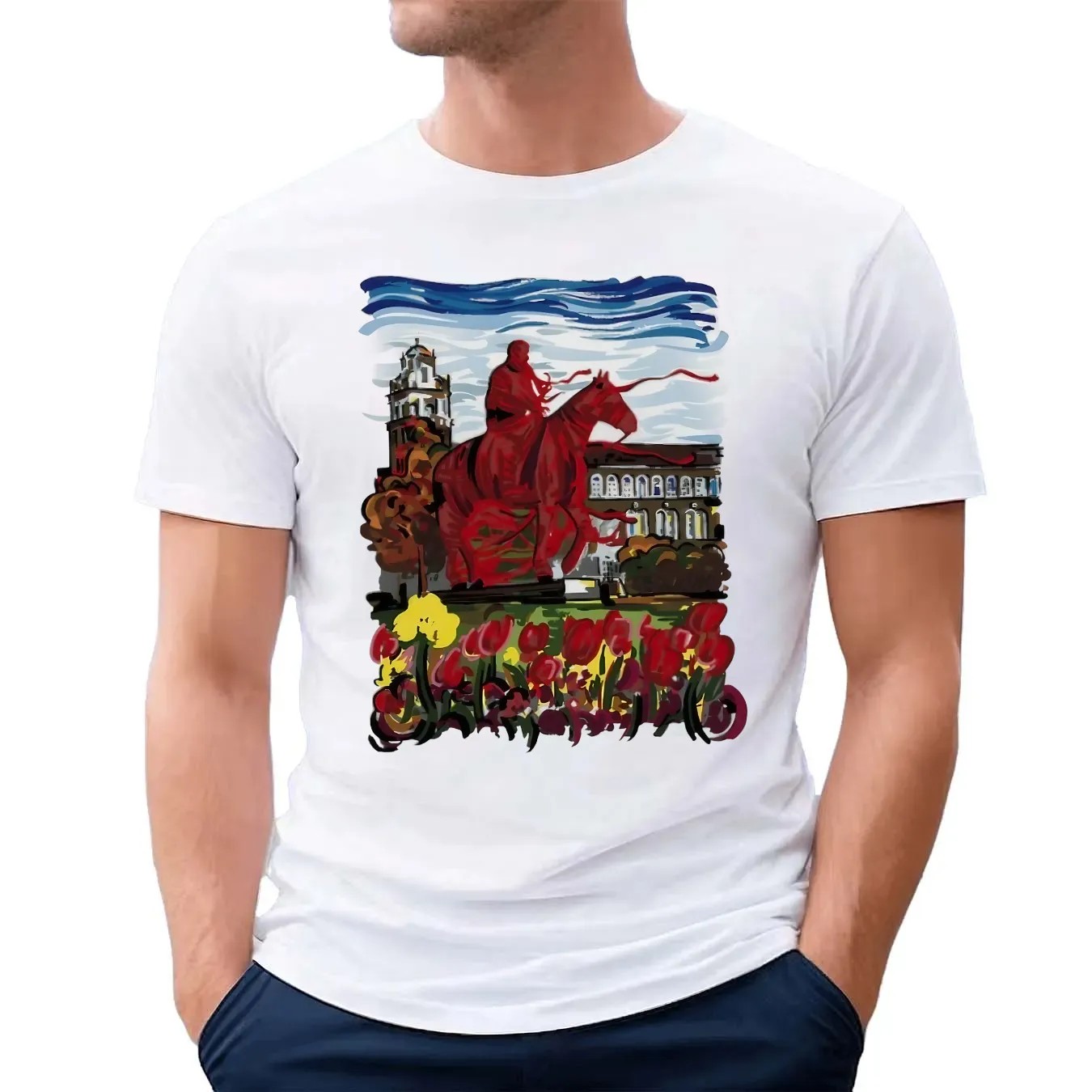 Texas Tech Wrapped Will Rogers Masked Rider Campus Scene T Shirt