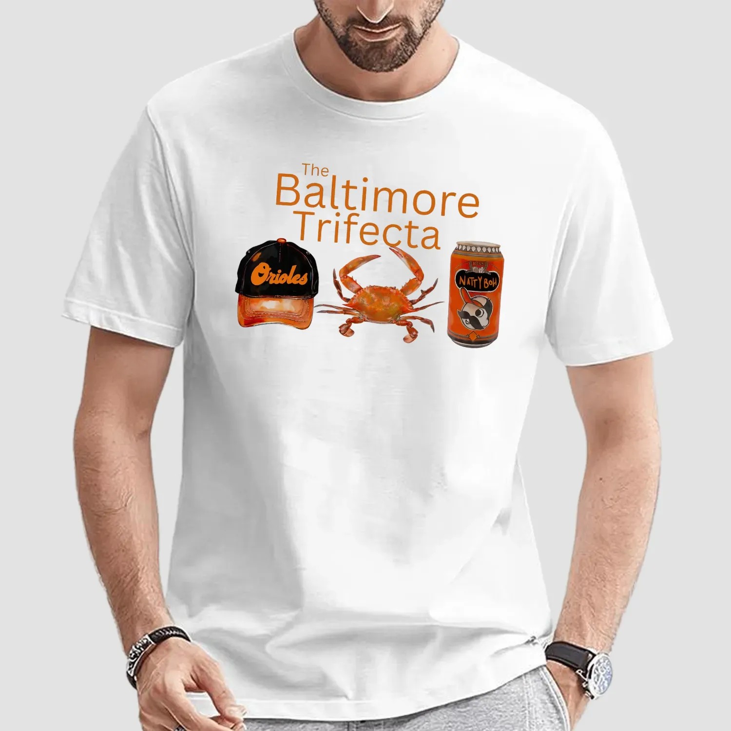 The Baltimore Trifecta Baseball Orioles Crabs Natty Bohs T Shirt