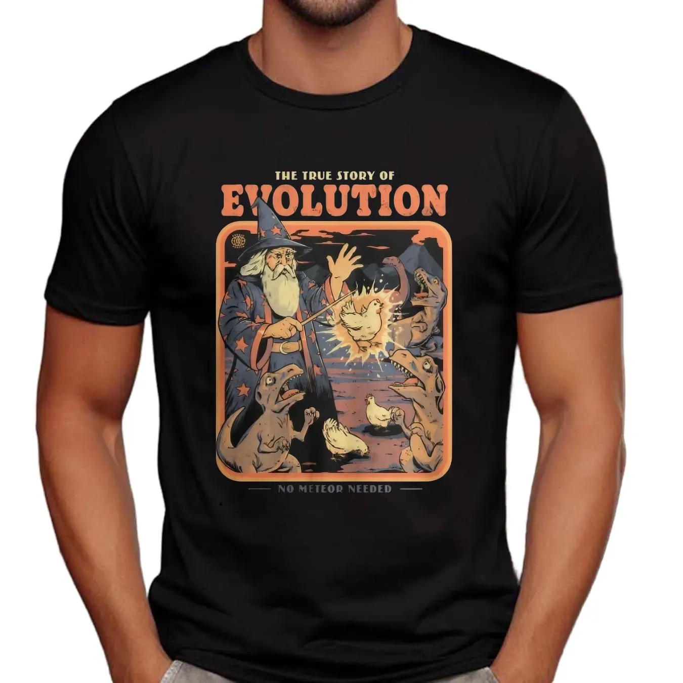 The True Story Of Evolution No Meteor Needed Wizard T Shirt