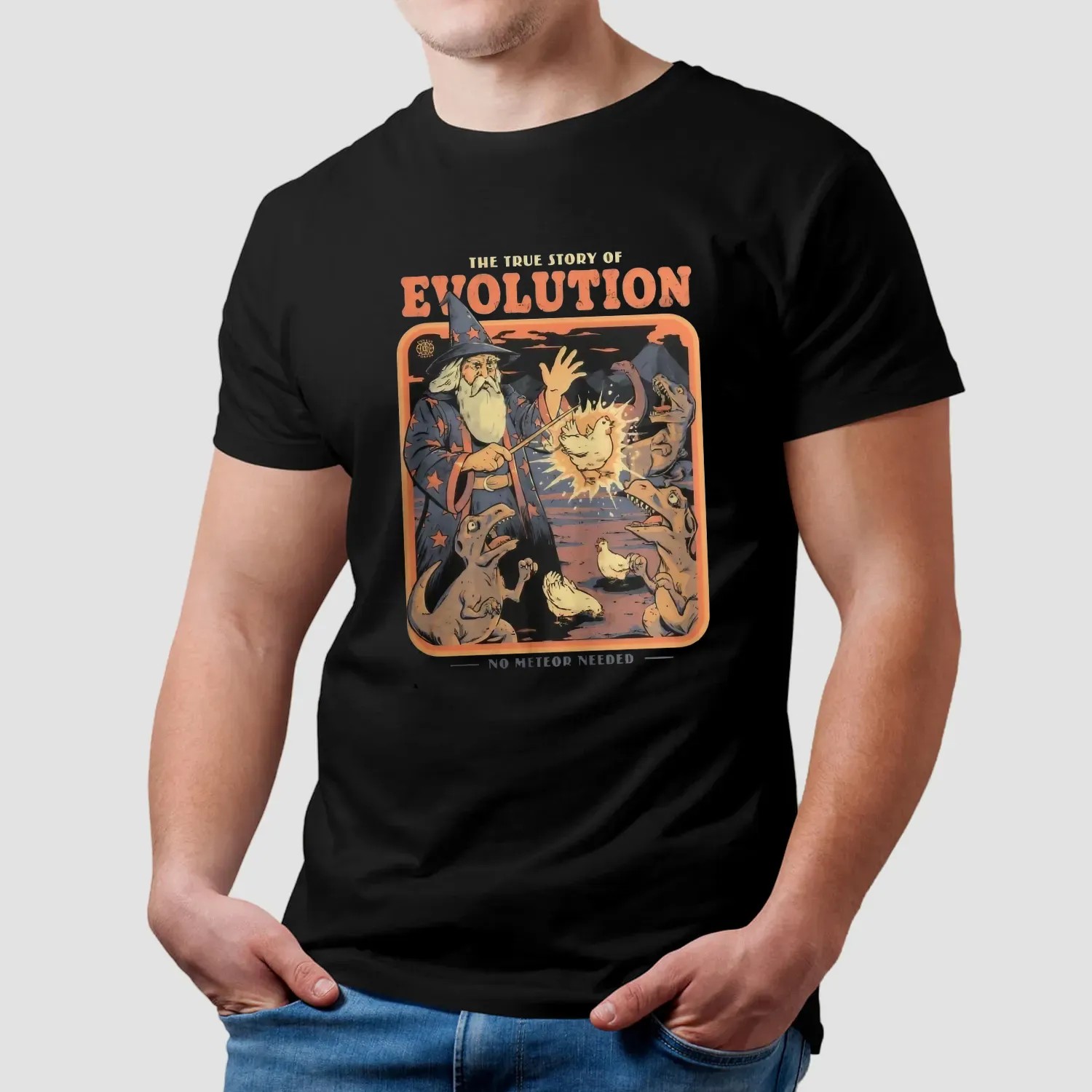 The True Story Of Evolution No Meteor Needed Wizard T Shirt