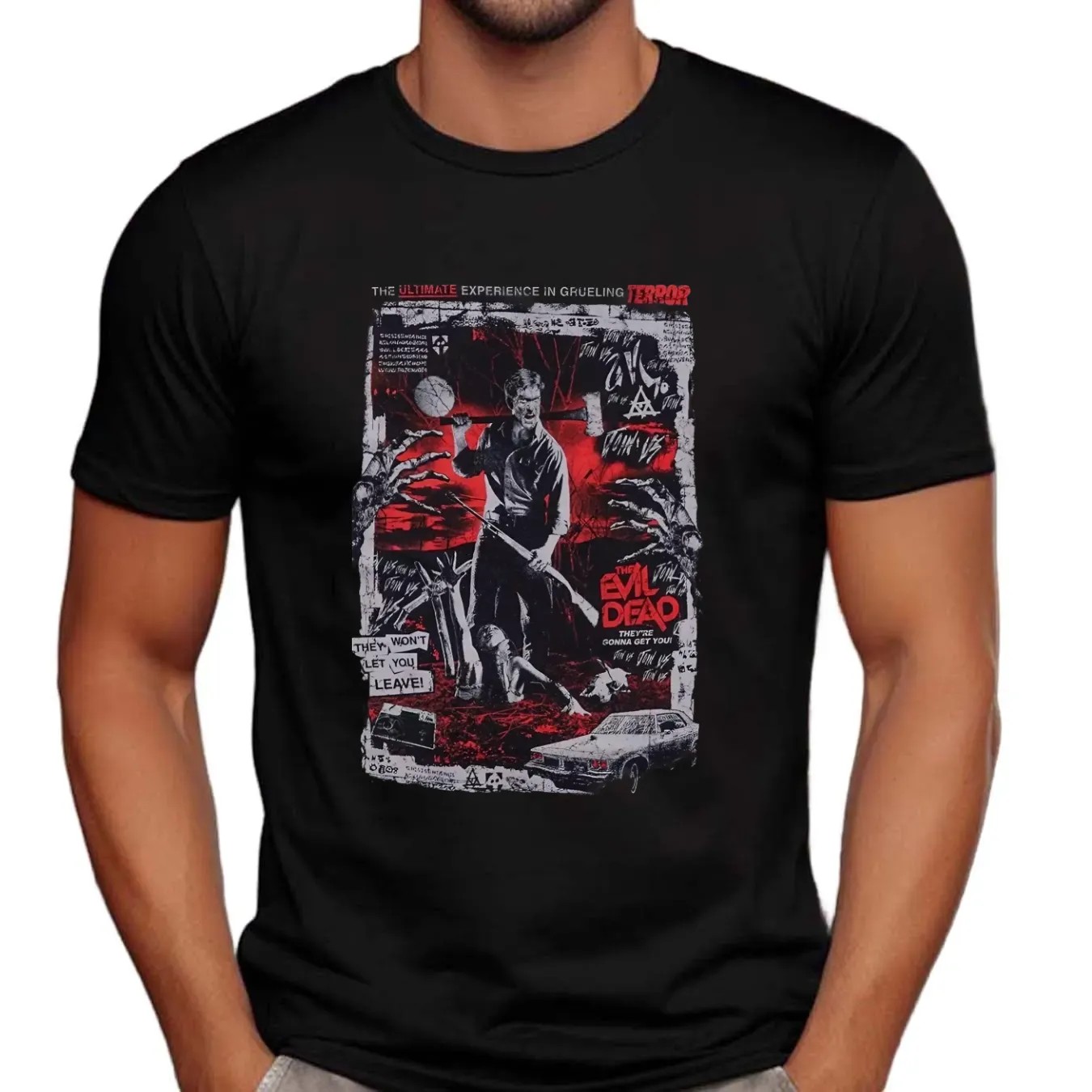 The Ultimate Experience In Grueling Terror Fright Rags Evil Dead Poster T Shirt