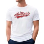 I Love America Retro Script Patriotic USA Pride T Shirt