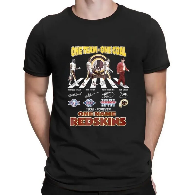 Washington Commanders 1932 forever one team one goal one name Redskins signatures t shirt