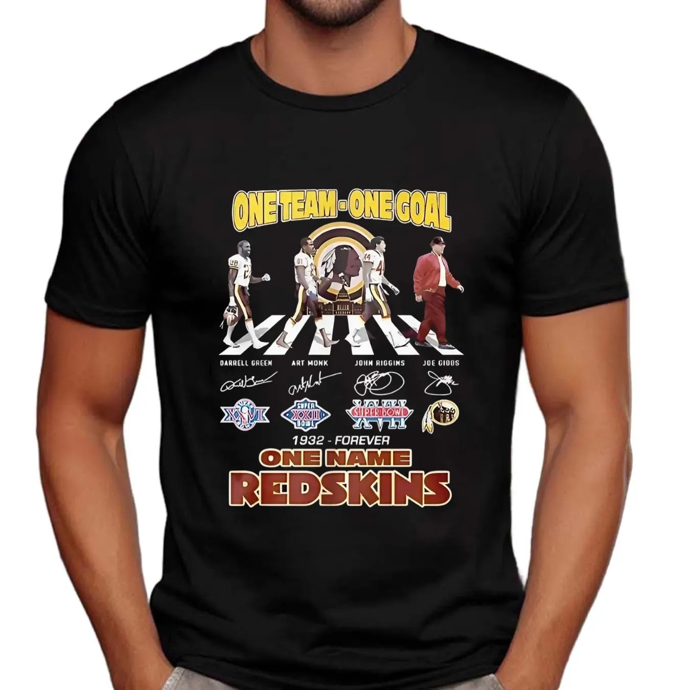 Washington Commanders 1932 forever one team one goal one name Redskins signatures t shirt