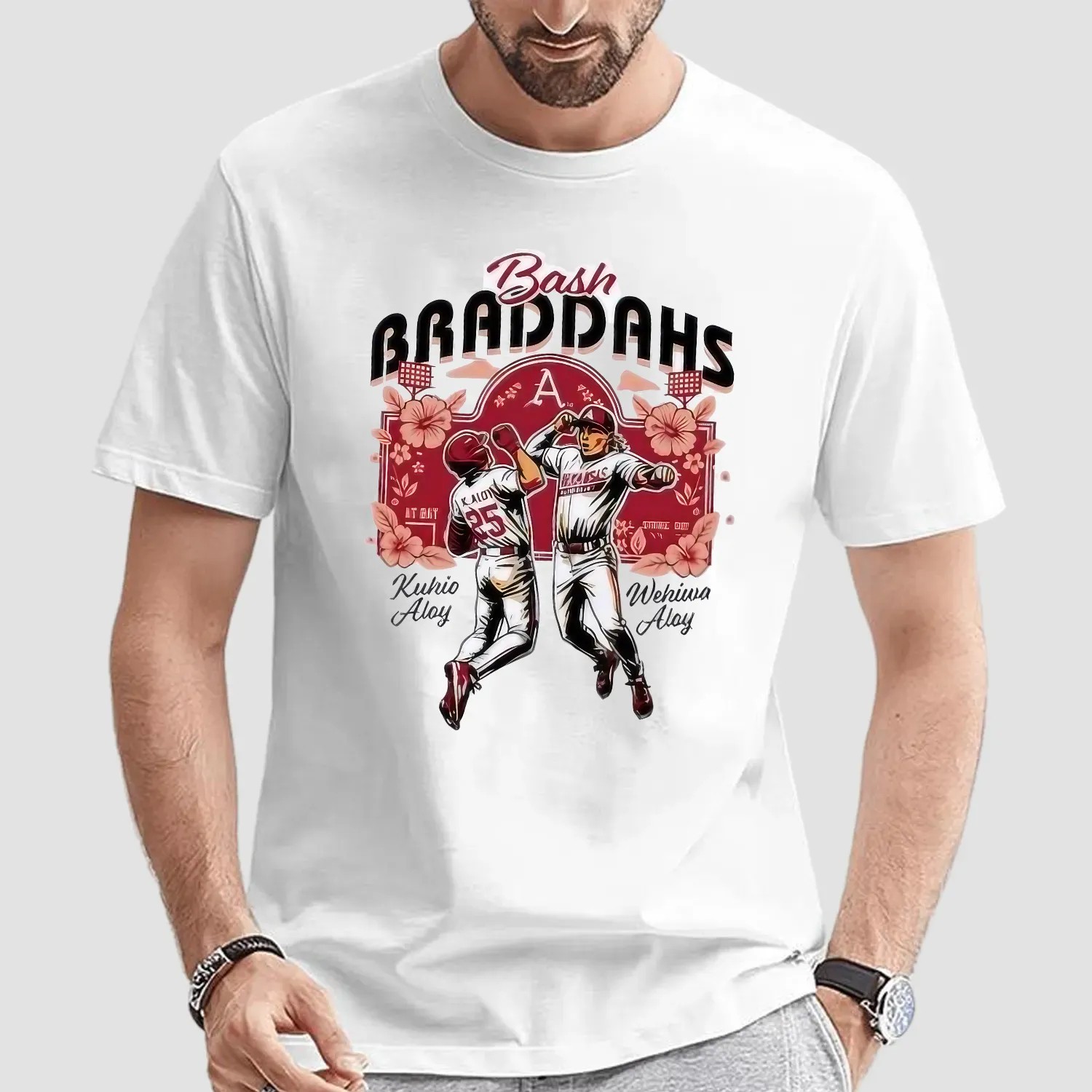 Wehiwa Aloy Wehiwa Aloy Arkansas Razorbacks Bash Braddahs Caricatures T Shirt
