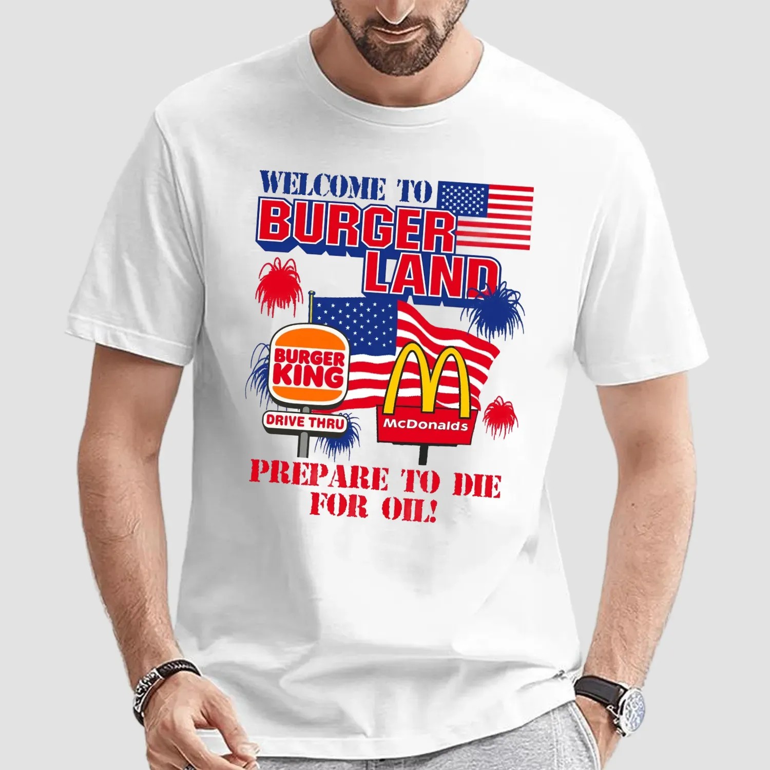 Welcome To Burgerland Prepare To Die For Oil Burger King McDonald Flag T Shirt