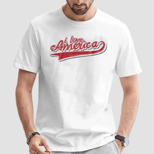 I Love America Retro Script Patriotic USA Pride T Shirt