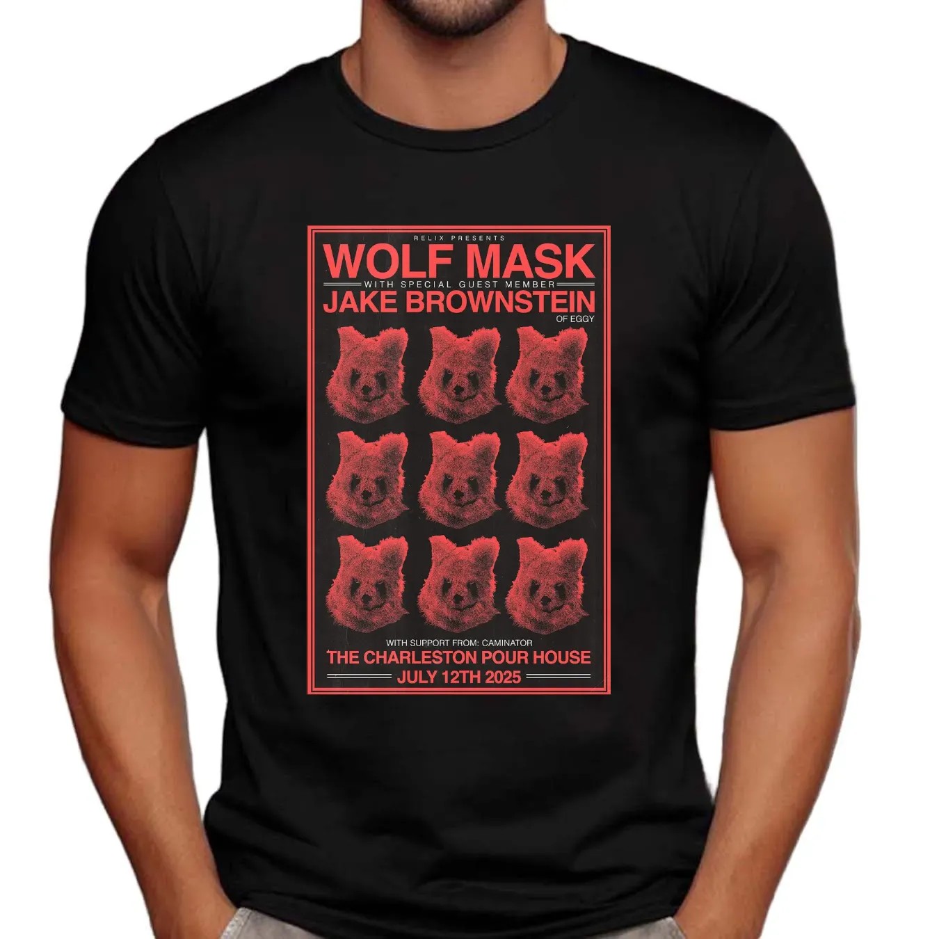 Wolf Mask Charleston Pour House Jake Brownstein Poster July 12 2025 Concert T Shirt