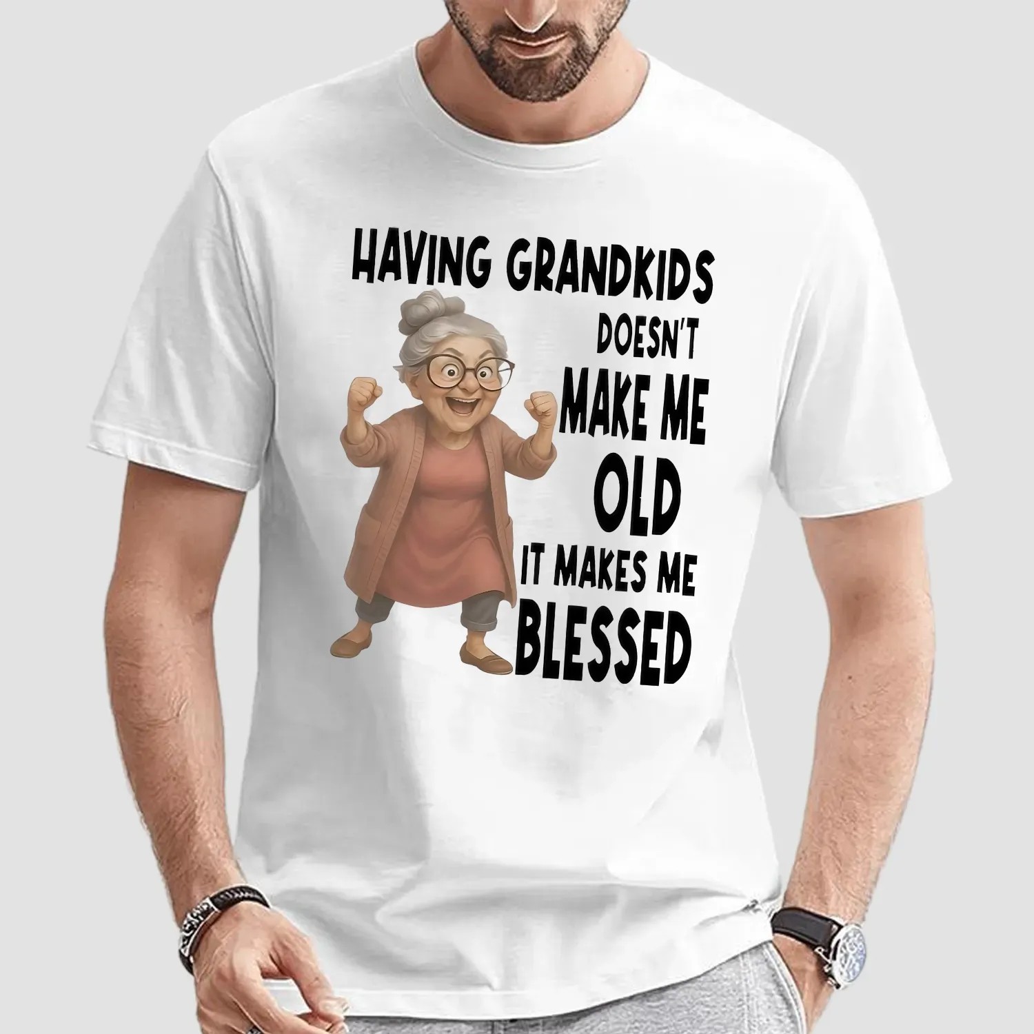 Woman Having Grandkids Doesn’t Make Me Old It Makes Me Blessed Grandma T Shirt