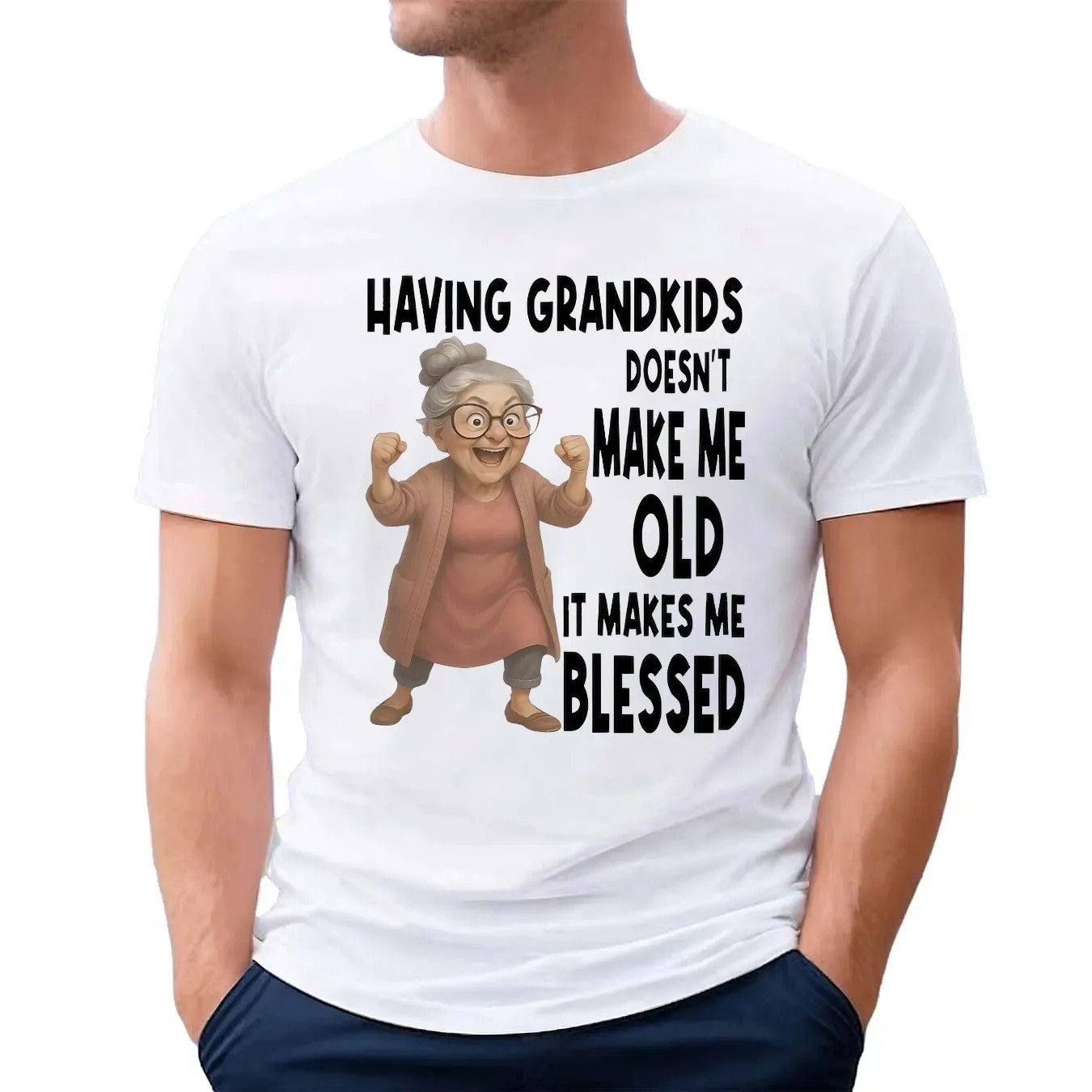 Woman Having Grandkids Doesn’t Make Me Old It Makes Me Blessed Grandma T Shirt