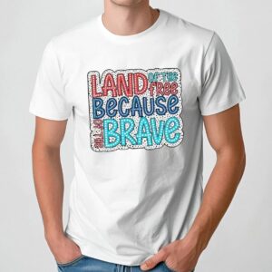 Land of the free because of the brave dalmatian dots t shirt