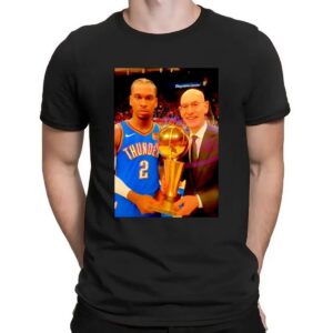 Oklahoma City Thunder MVP Shai Gilgeous Alexander 2025 NBA Champion Trophy Photo T Shirt