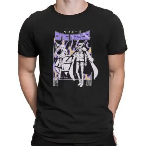 One Piece Luffy And Trafalgar Law Duo Purple Flames T Shirt