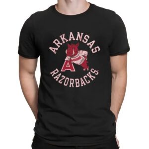 Arkansas Razorbacks Retro Brand Arch Mascot T Shirt
