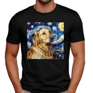Golden Retriever Starry Night Van Gogh T Shirt
