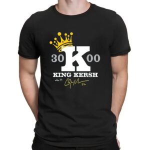 Clayton Kershaw Los Angeles Dodgers King Kershaw 3000 Signature T Shirt