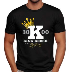 Clayton Kershaw Los Angeles Dodgers King Kershaw 3000 Signature T Shirt