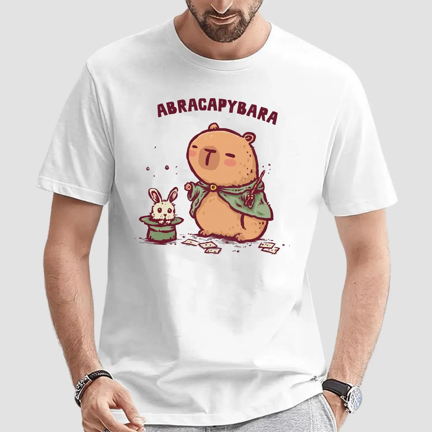 Abracapybara Capybara Magician Pulling A Rabbit Out Of A Hat T Shirt