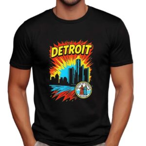 Detroit comic style retro logo t shirt