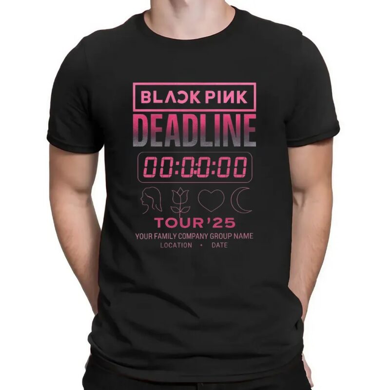 BLACKPINK Deadline Tour 2025 Countdown Gradient Pink Concert Timer Graphic Customized T Shirt