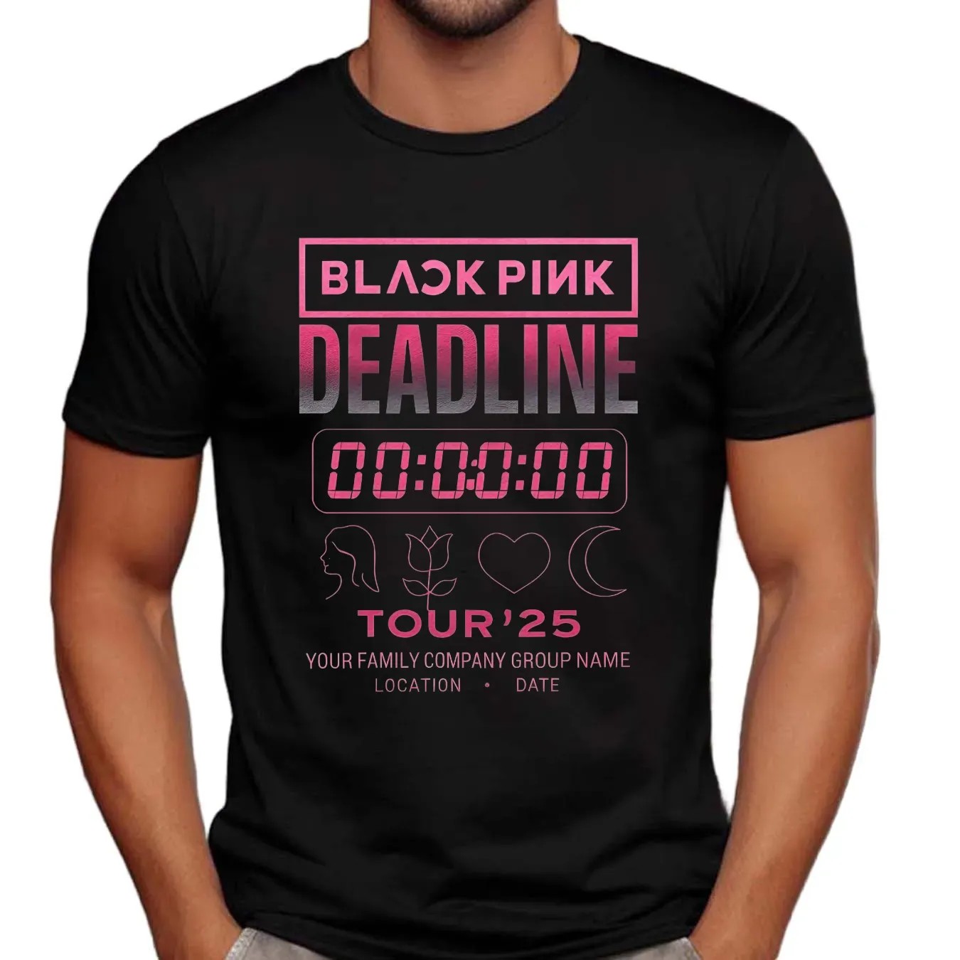 BLACKPINK Deadline Tour 2025 Countdown Gradient Pink Concert Timer Graphic Customized T Shirt