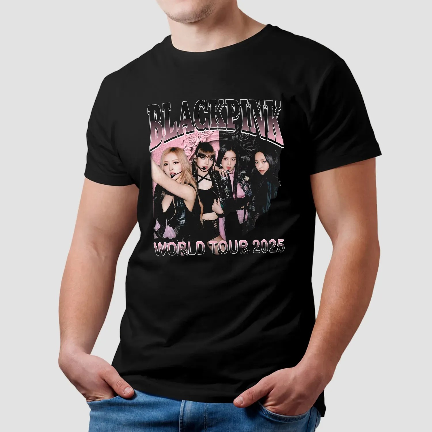 Black Pink World Tour 2025 Concert Jisoo Jennie Lisa Rose Blink Bootleg T Shirt