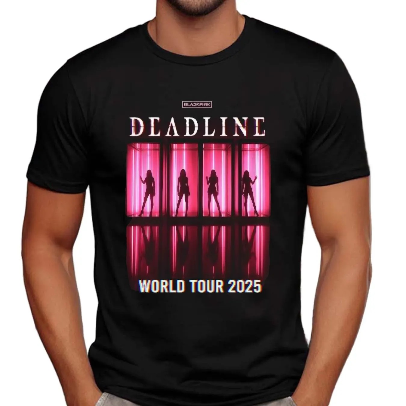 Blackpink Deadline World Tour 2025 Dates Pink Neon Art Graphic T Shirt