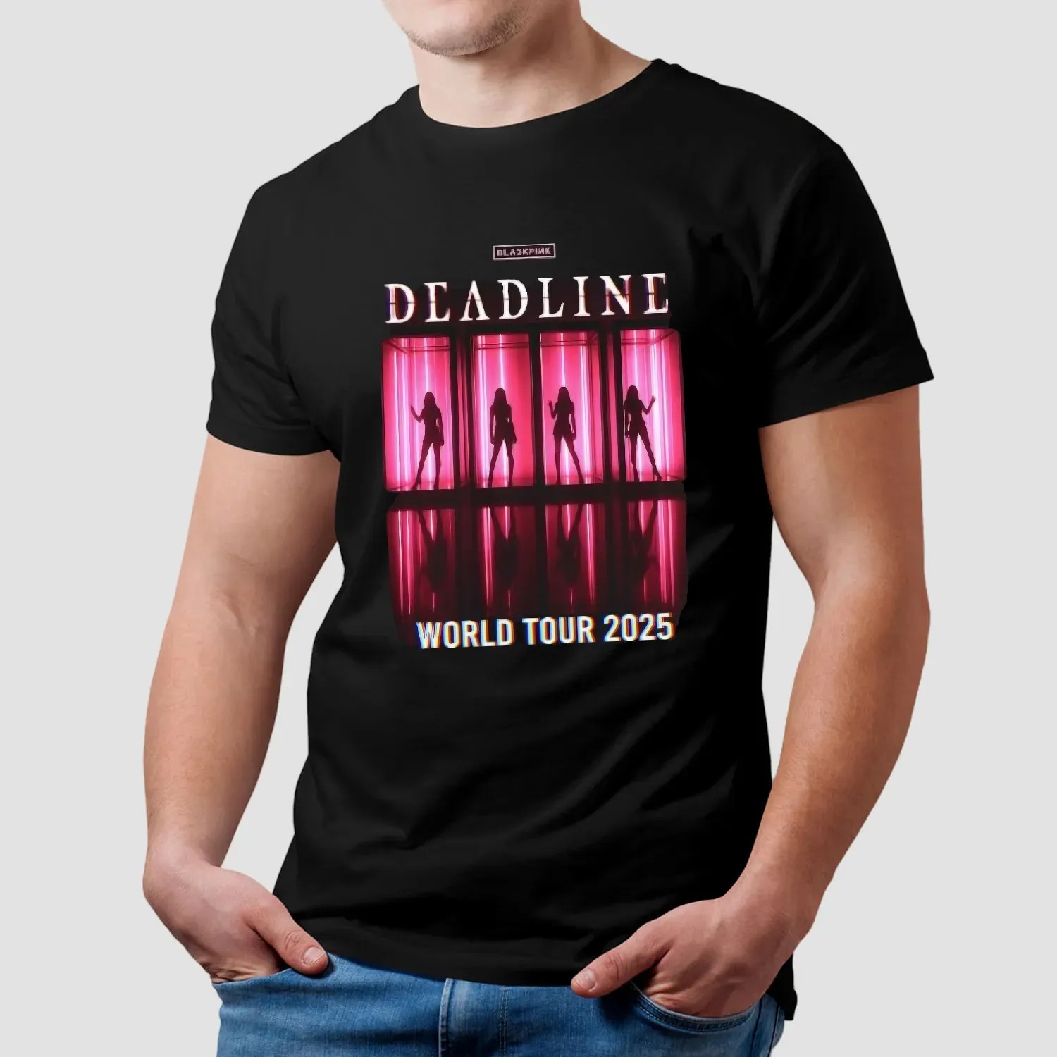 Blackpink Deadline World Tour 2025 Dates Pink Neon Art Graphic T Shirt
