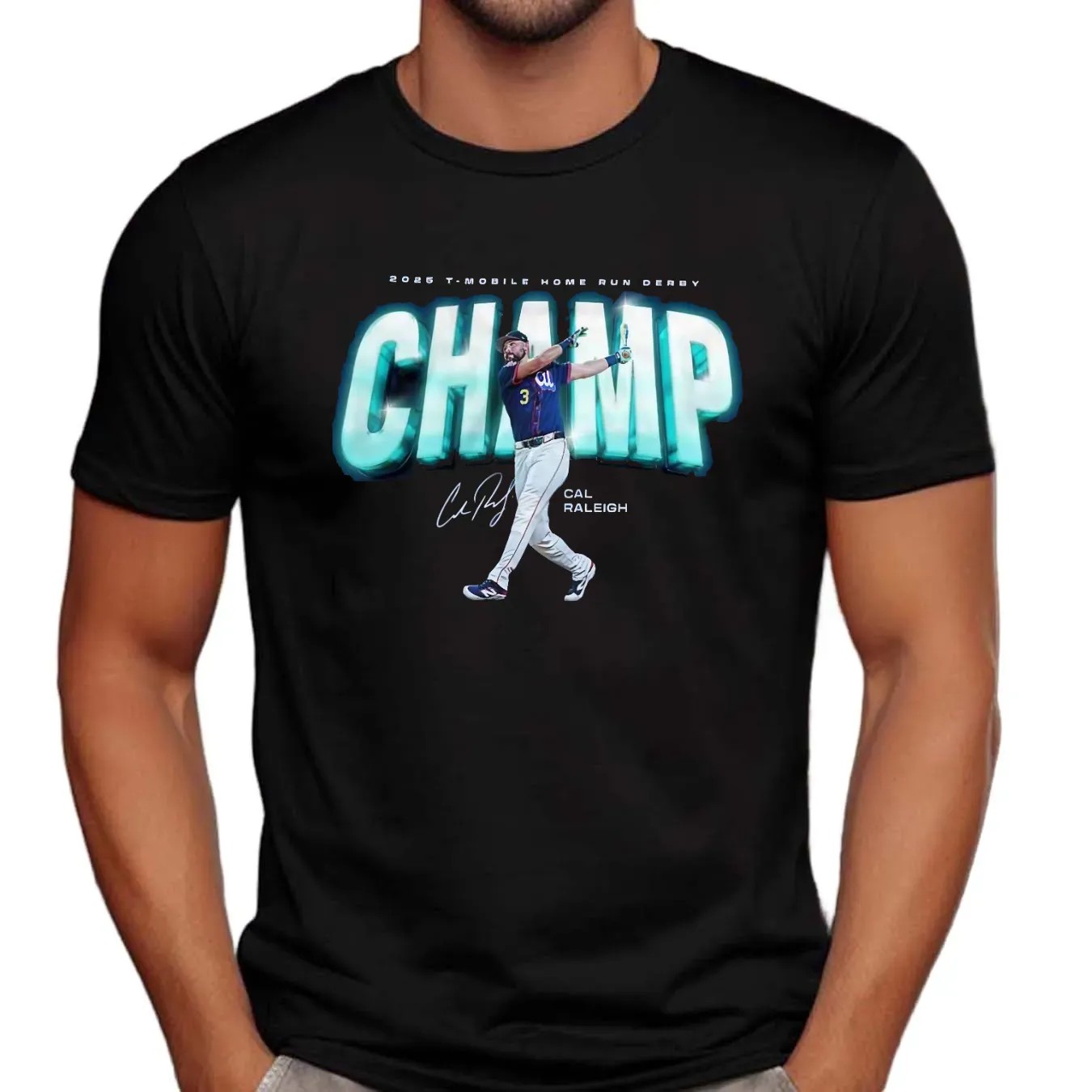 Cal Raleigh Seattle Mariners 2025 T-mobile Home Run Derby Champ Signature T Shirt