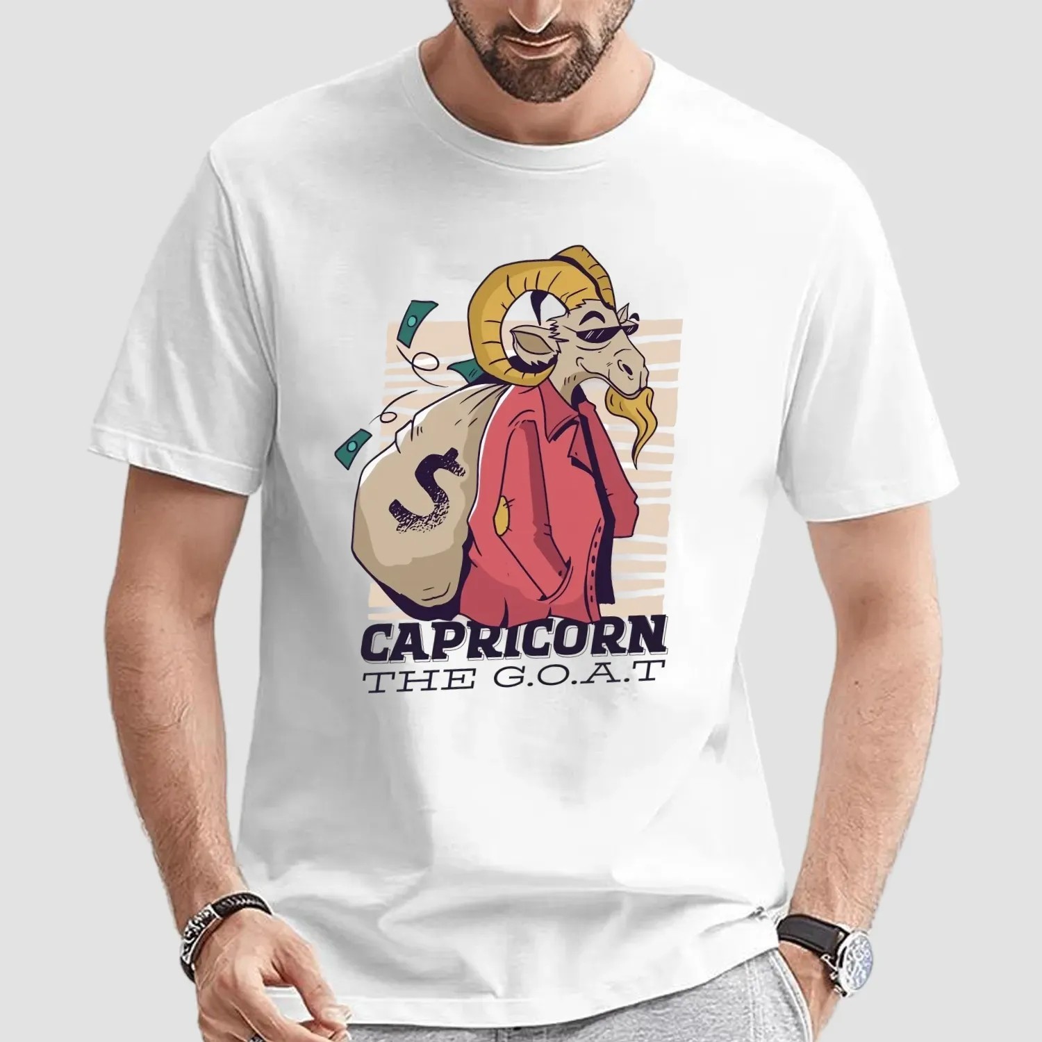 Capricorn The Goat Carrying A Huge Sack Of Money T Shirt