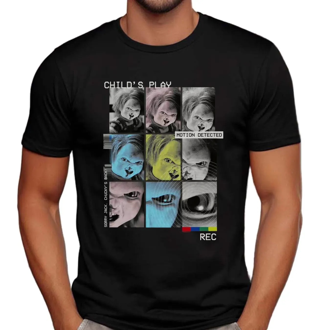 Chucky Child's Play Motion Detected Sorry Jack Chucky's Back Recording T Shirt