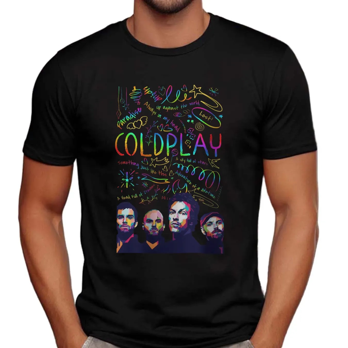 Coldplay Colorful Lyric Collage Chris Martin Concert T Shirt
