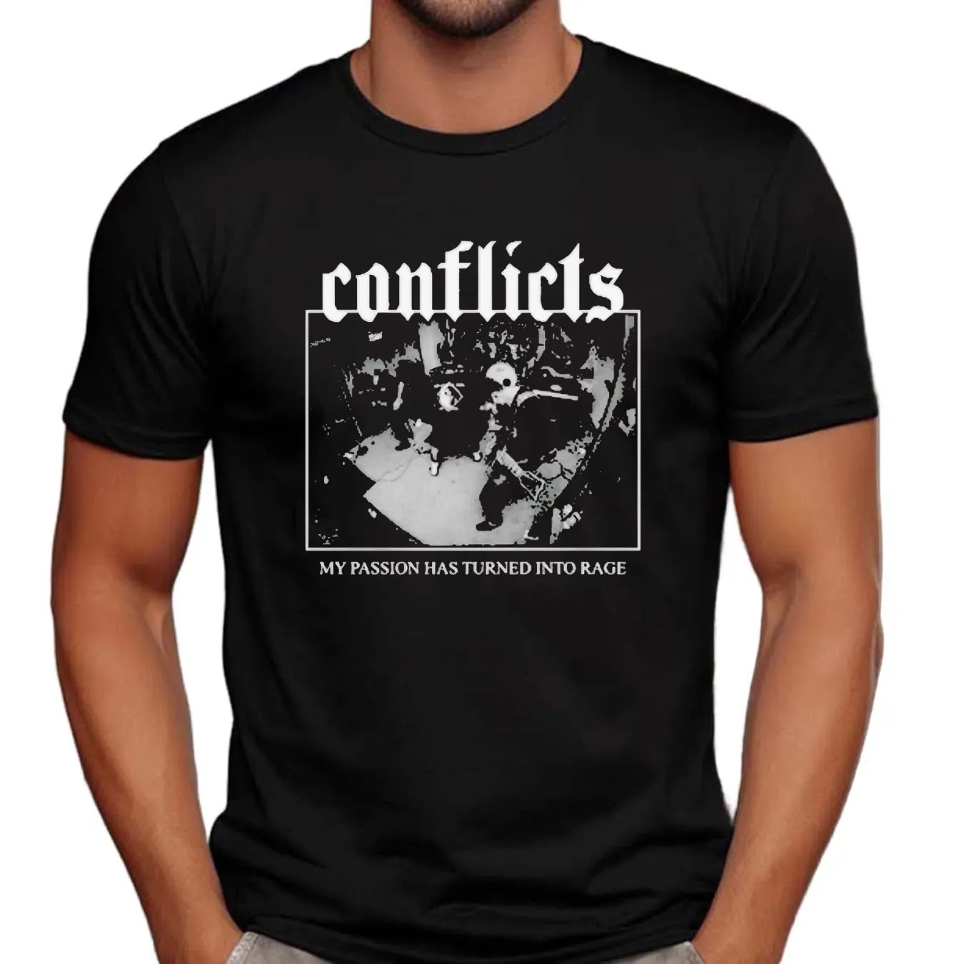 Conflicts My Passion Has Turned Into Rage Rock Shop Black White Design T Shirt