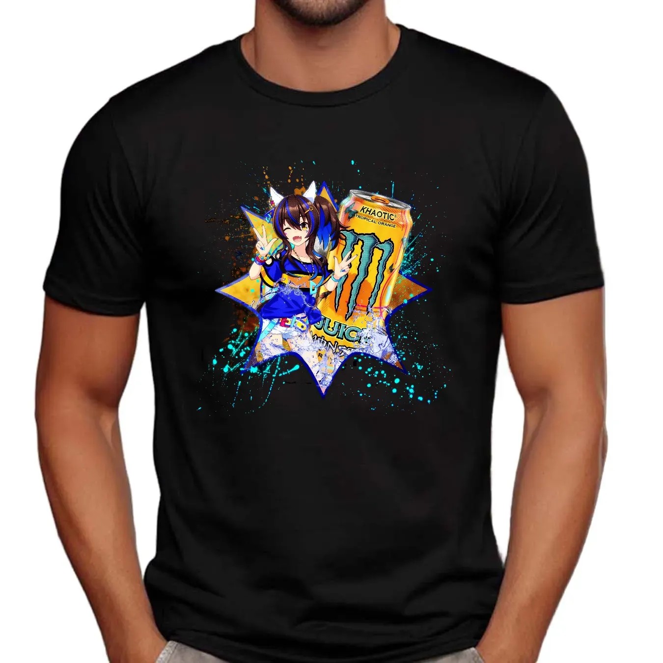 Daitaku Helios Uma Musume Pretty Derby Monster Khaotic Tropical Orange Energy Drink Anime T Shirt