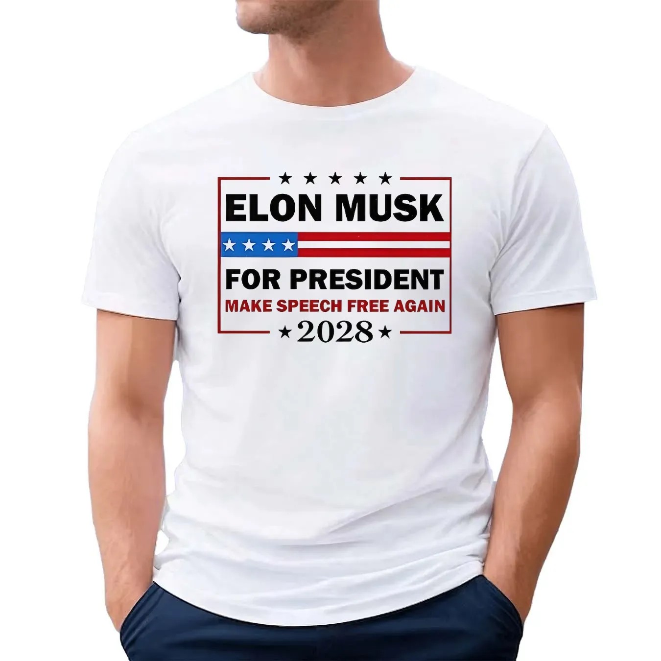 Elon Musk For President Make Speech Free Again 2028 Political Meme T Shirt
