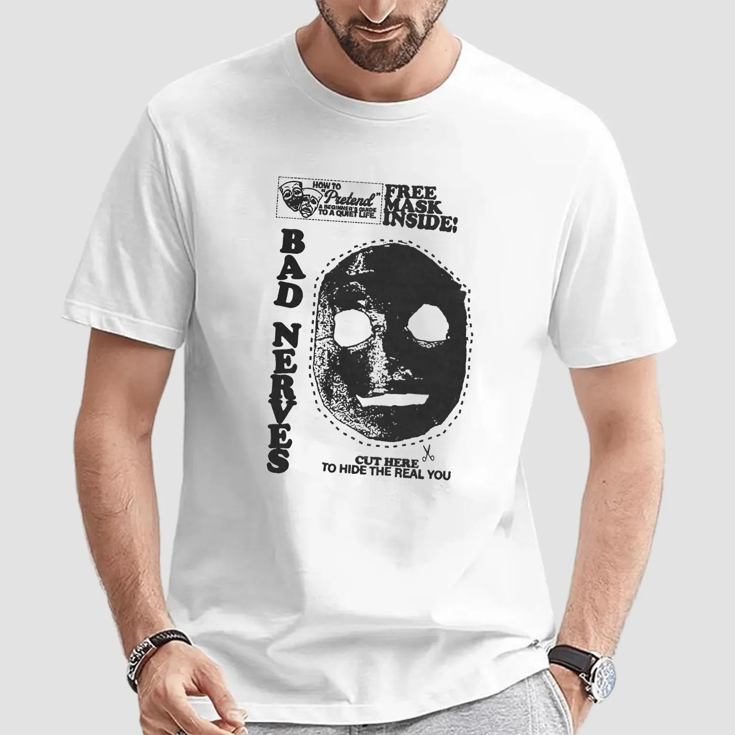 Free Mask Inside Bad Nerves Cut Here To Hide The Real You T Shirt