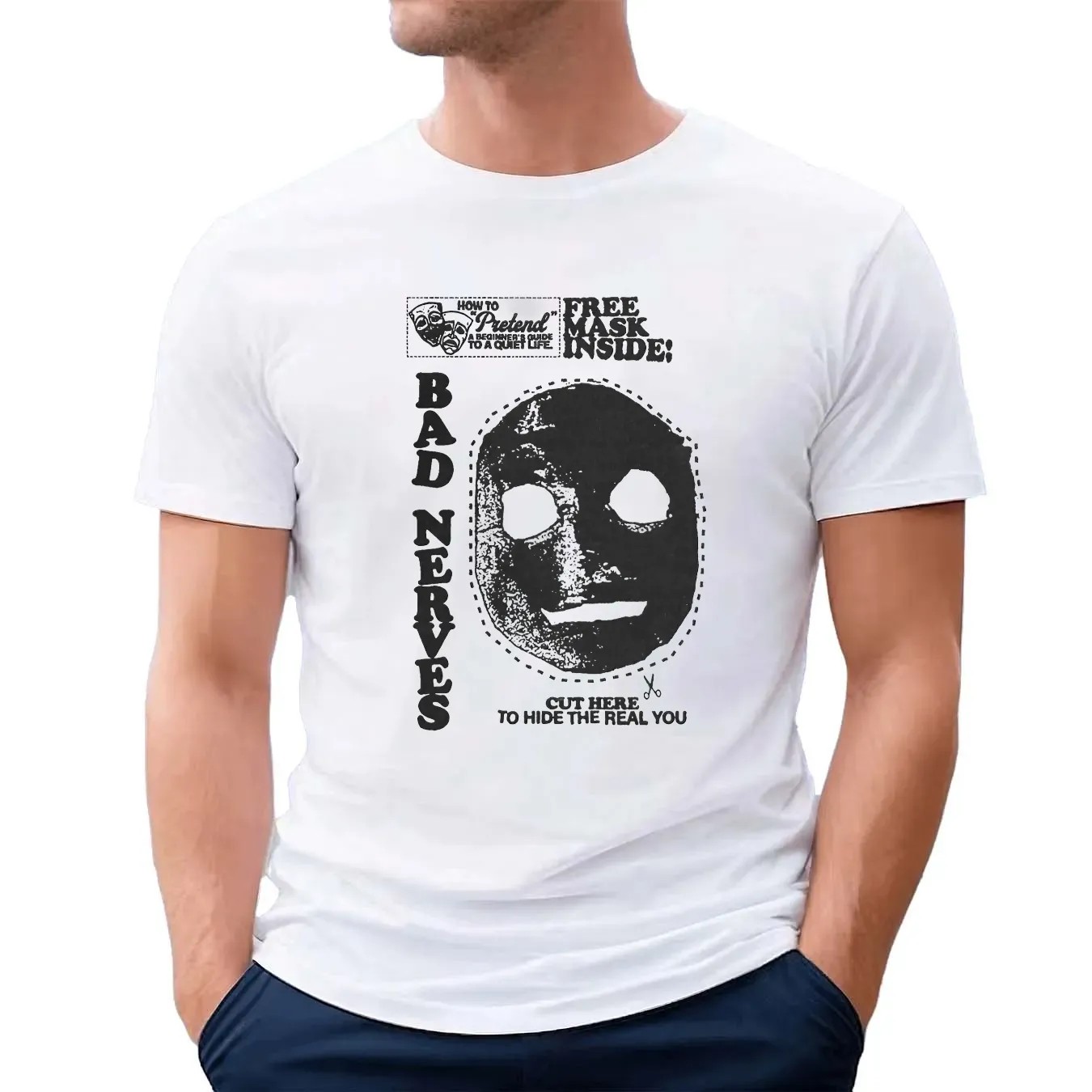 Free Mask Inside Bad Nerves Cut Here To Hide The Real You T Shirt
