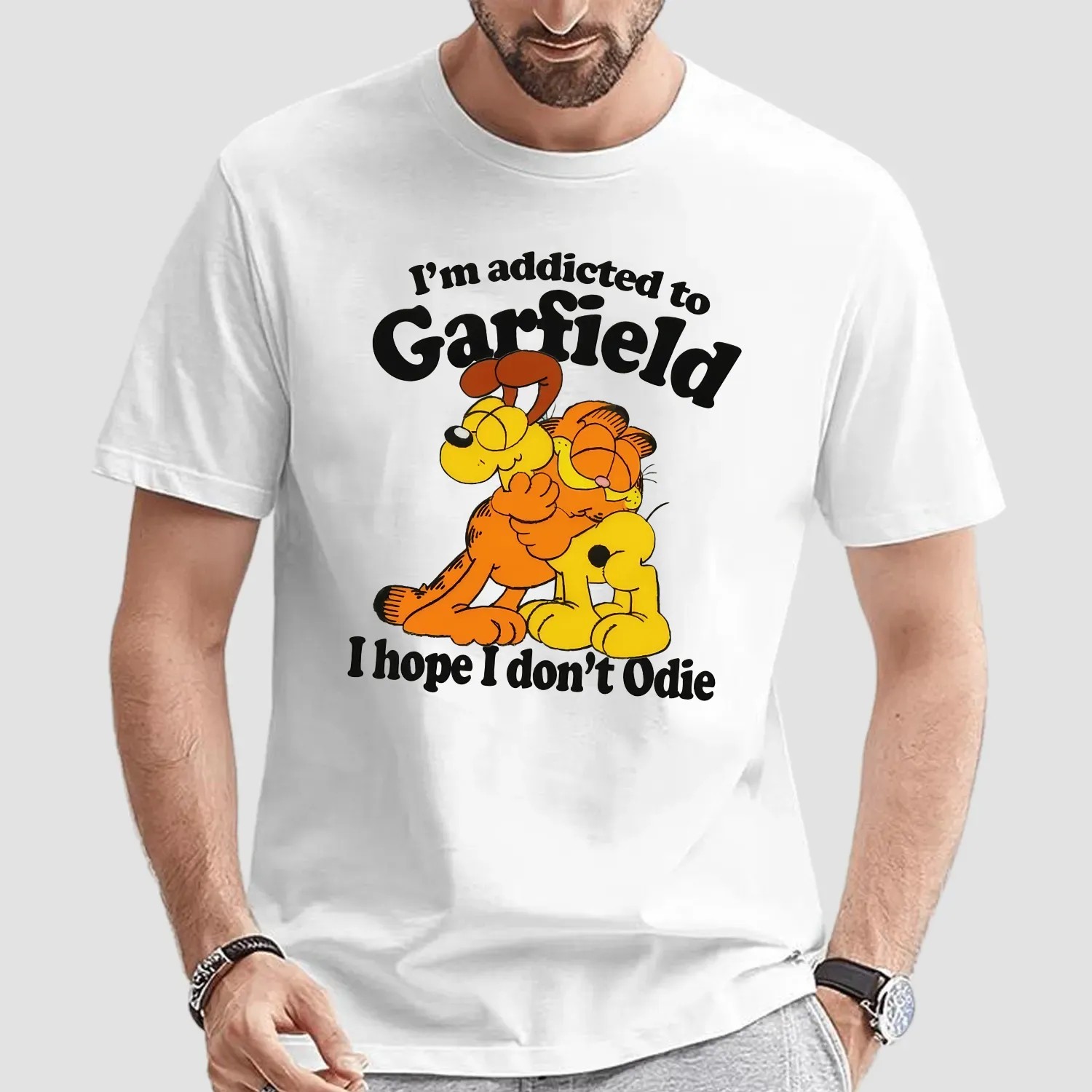Garfield and Odie I'm Addicted To Garfield Cat Hope I Don't Odie T Shirt
