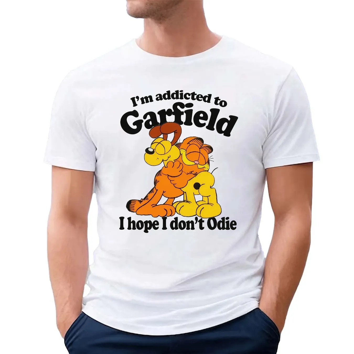 Garfield and Odie I'm Addicted To Garfield Cat Hope I Don't Odie T Shirt