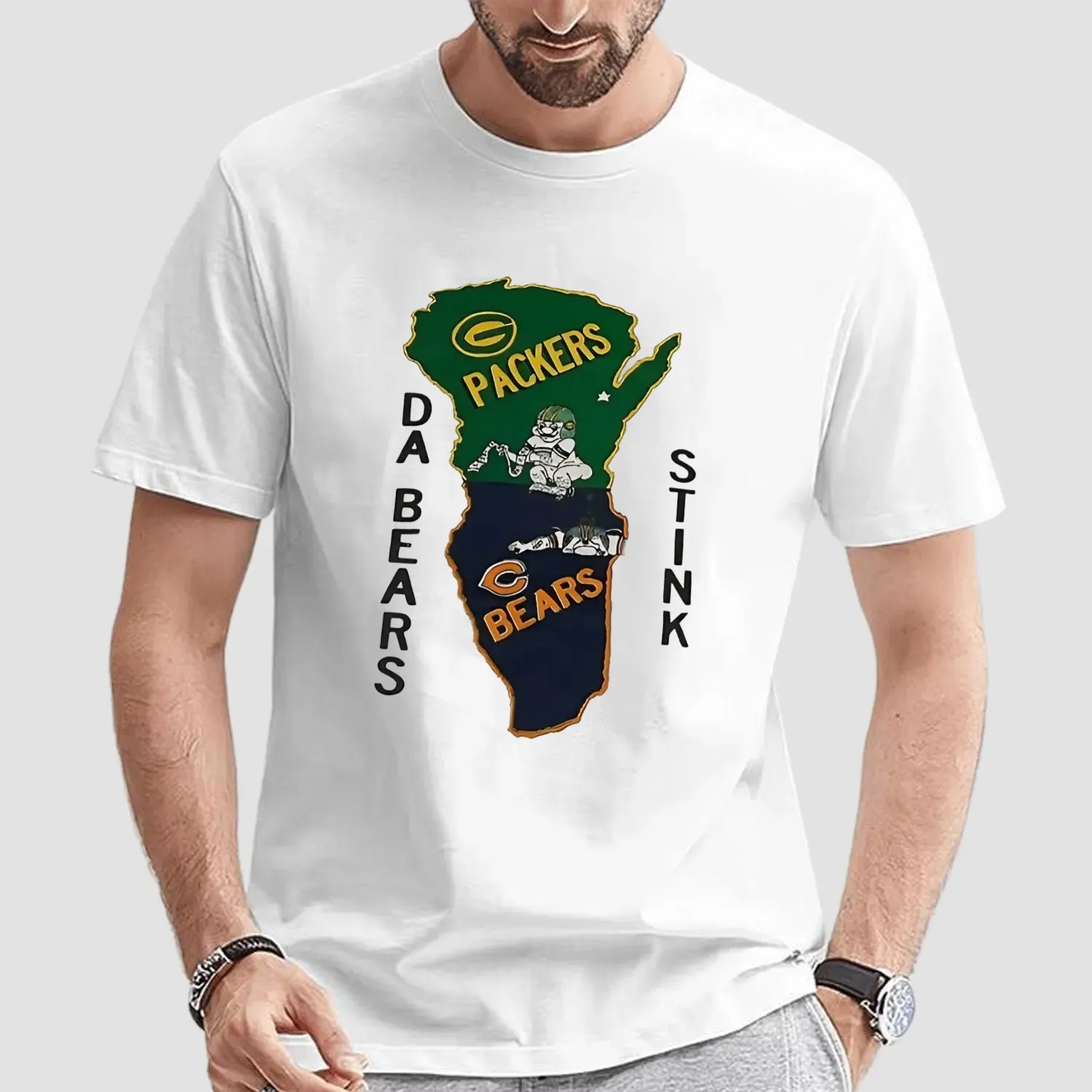 Green Bay Packers and Chicago Bears da bears stink map shirt
