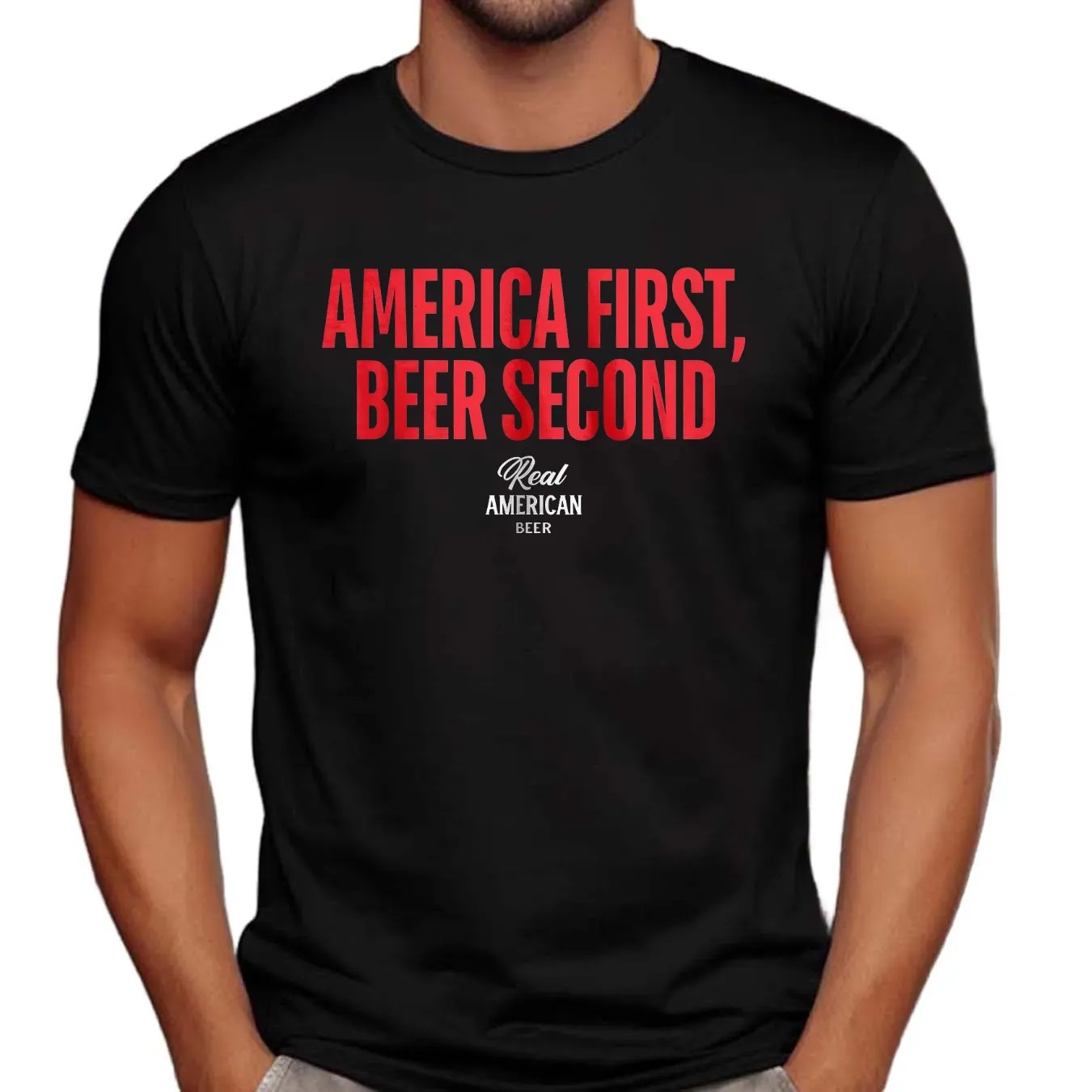 Hulk Hogan Wears America First Beer Second Real American Beer T Shirt
