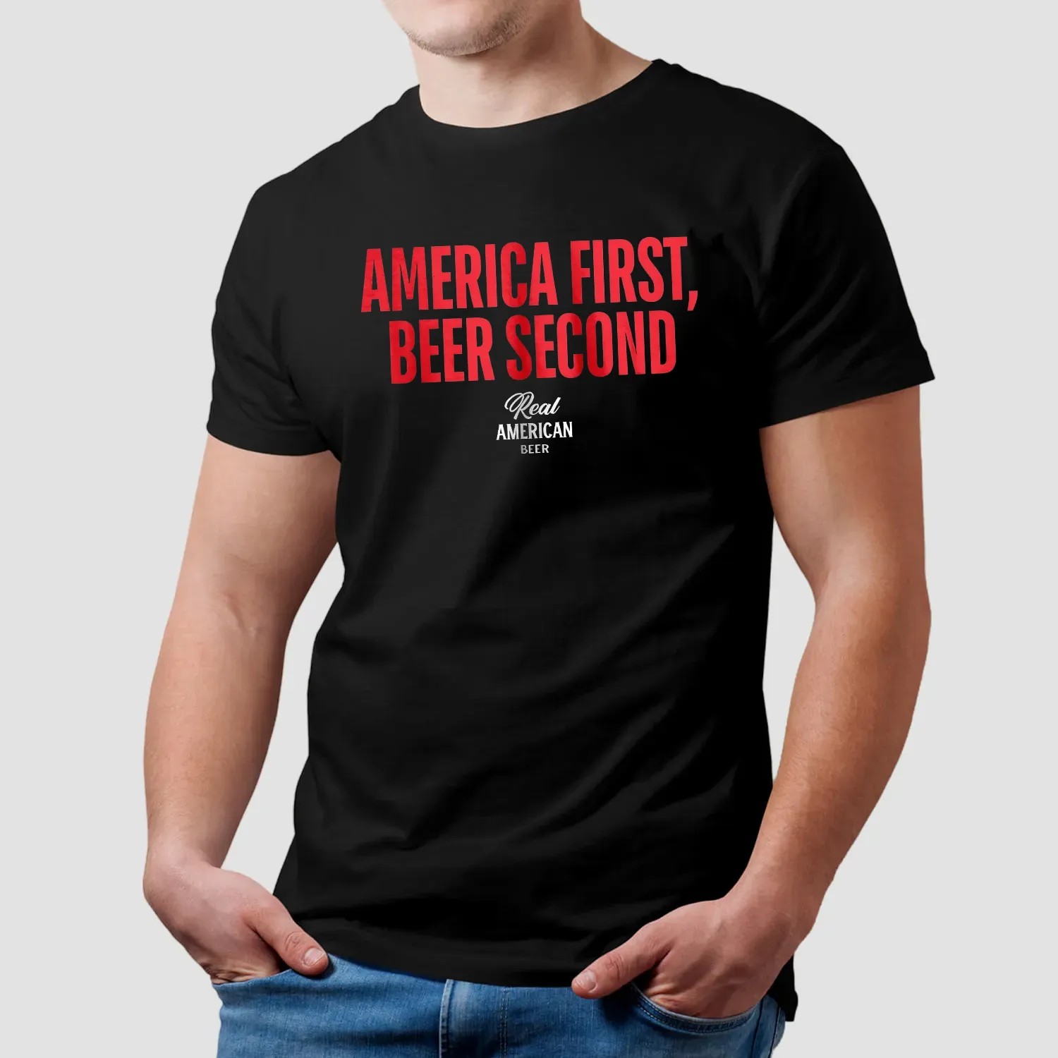Hulk Hogan Wears America First Beer Second Real American Beer T Shirt