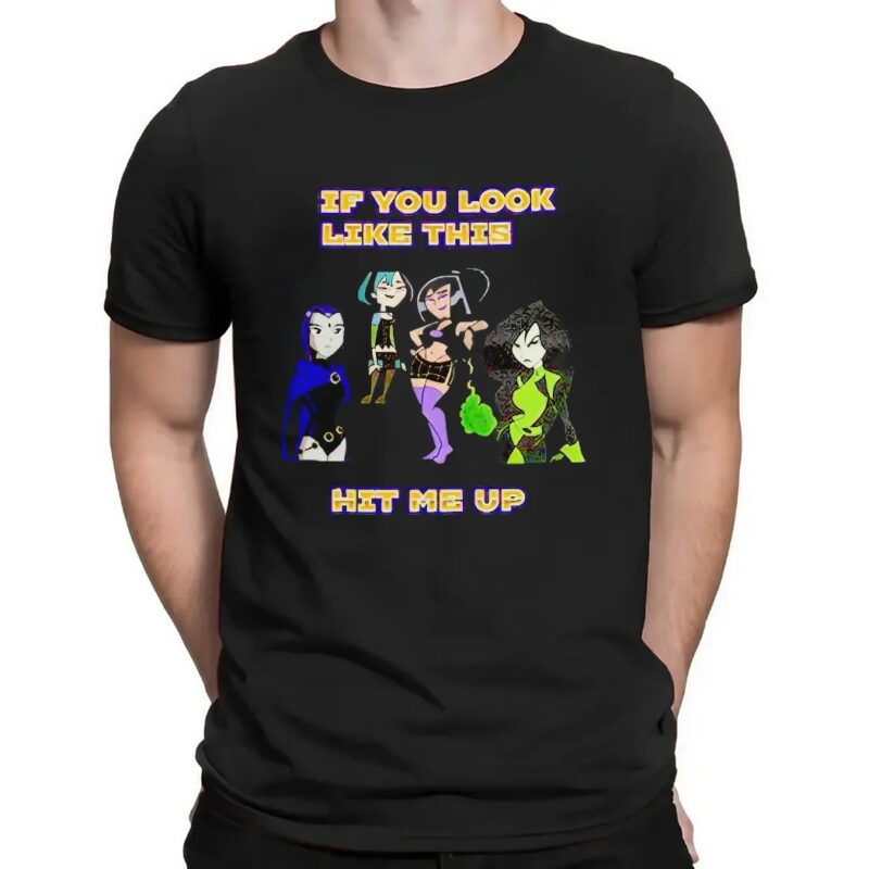 If You Look Like This Hit Me Up Cartoon Goth Girl T Shirt