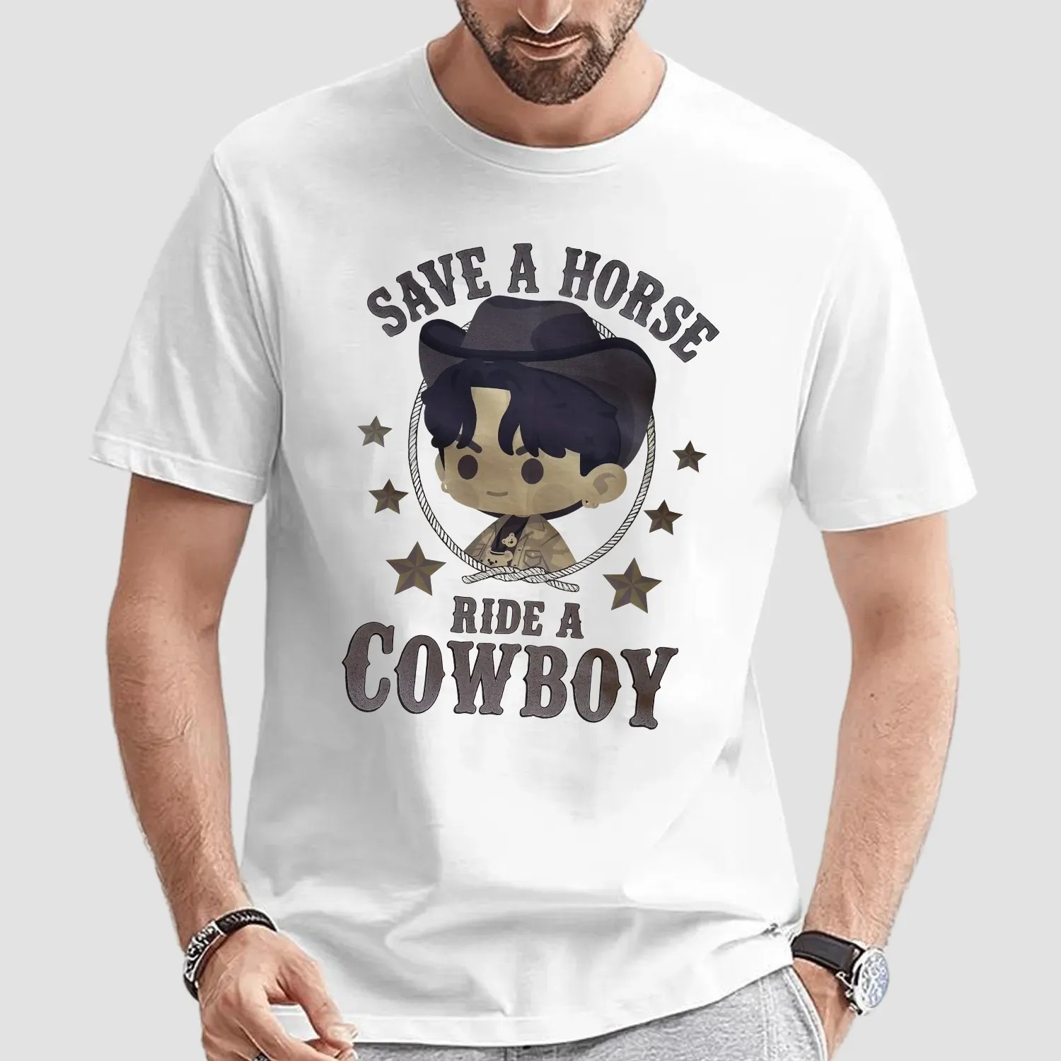 Jung Kook BTS Chibi Save A Horse Ride A Cowboy T Shirt
