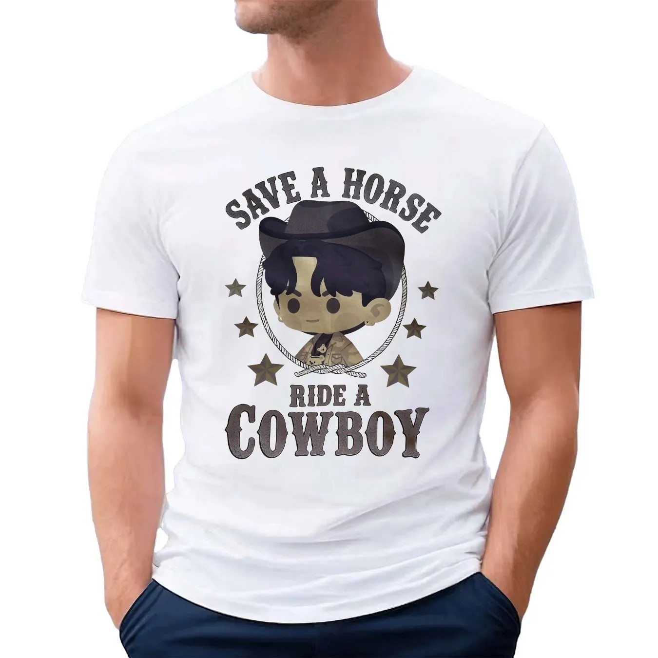 Jung Kook BTS Chibi Save A Horse Ride A Cowboy T Shirt